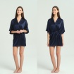 Silk Kimono Dressing Gown - Navy