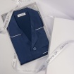 Mens Navy Pure Silk Pyjamas