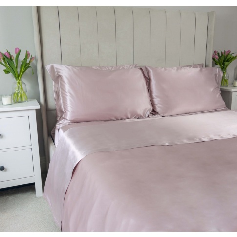 Pink 6PCs Silk Duvet Cover Set