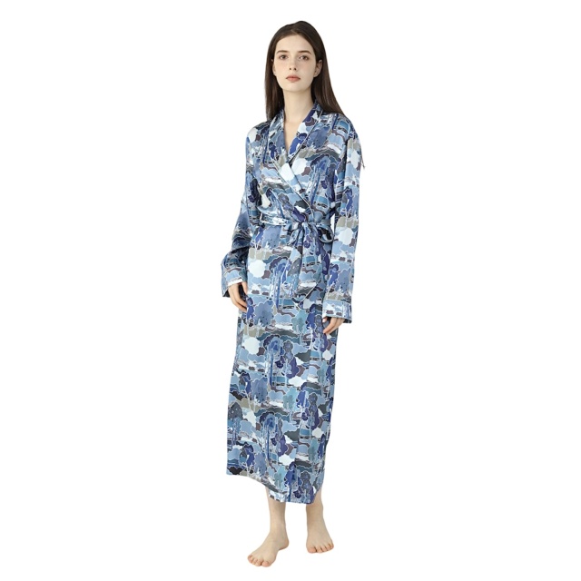 Women’s Liberty Prospect Road Navy Dressing Gown 