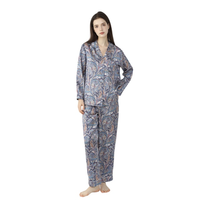 Women’s Liberty Great Missenden Navy Silk Pyjamas
