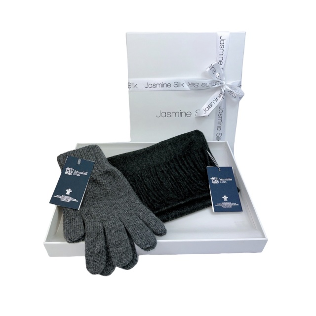 The Mens Cashmere Scarf & Gloves Gift Box 