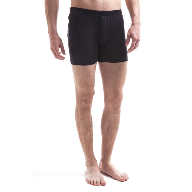 Mens Pure Knitted Silk Boxer Shorts - Black