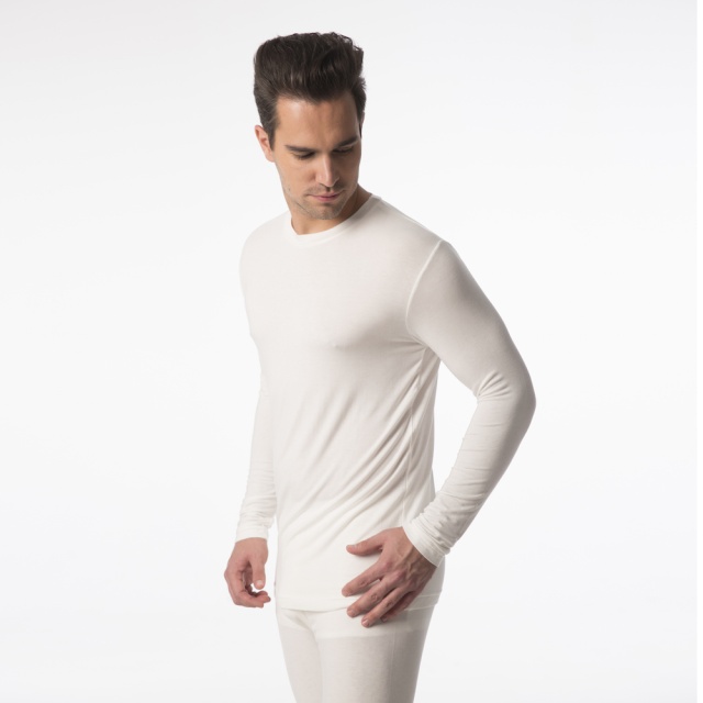 Mens Modal Thermal Long Sleeved Top - Ivory