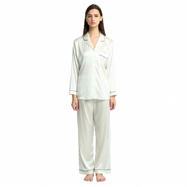 Ladies Pure Silk Ivory Pyjamas
