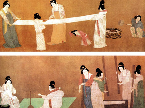 silk production painting